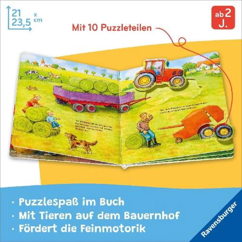 Buchcover und Innenansicht für das Buch: Mein großes Puzzle-Spielbuch Bauernhof