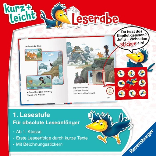 Buchcover und Innenansicht für das Buch: Leserabe 1. Lesestufe Kurz und leicht - Geheimauftrag für Ninja Komo