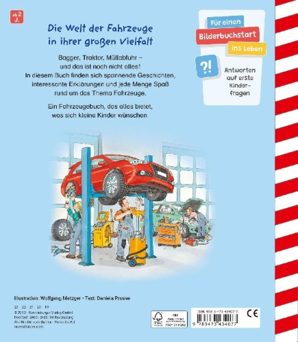 Buchcover und Innenansicht für das Buch: Bagger, Traktor, Müllabfuhr!