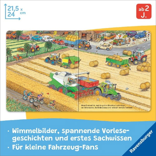 Buchcover und Innenansicht für das Buch: Bagger, Traktor, Müllabfuhr!
