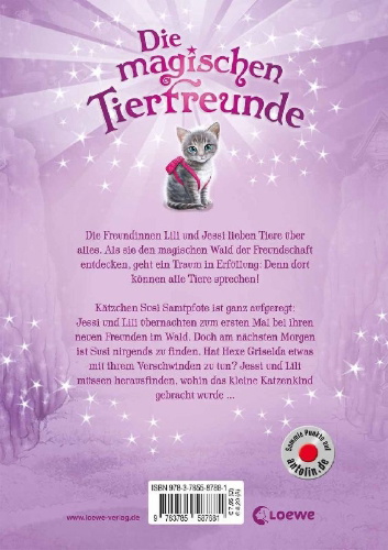 Buchcover und Innenansicht für das Buch: Die magischen Tierfreunde - Susi Samtpfote geht verloren