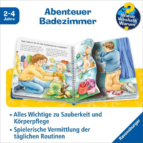 Buchcover und Innenansicht für das Buch: Wieso? Weshalb? Warum? junior, Band 52: Zähne putzen, Pipi machen