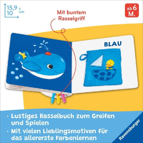 Buchcover und Innenansicht für das Buch: Mein buntes Rasselbuch