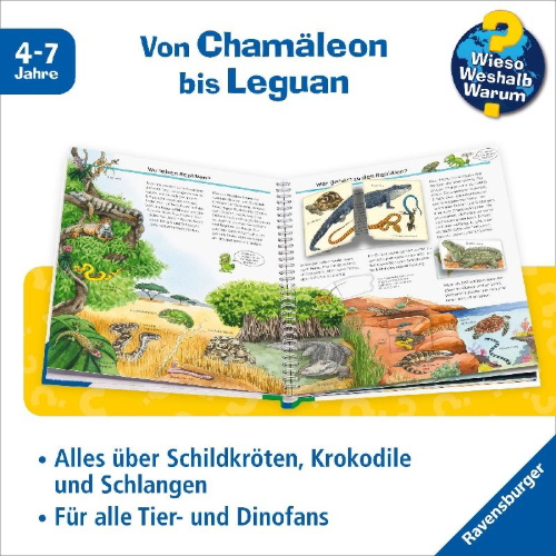 Buchcover und Innenansicht für das Buch: Wieso? Weshalb? Warum?, Band 64: Alles über Reptilien