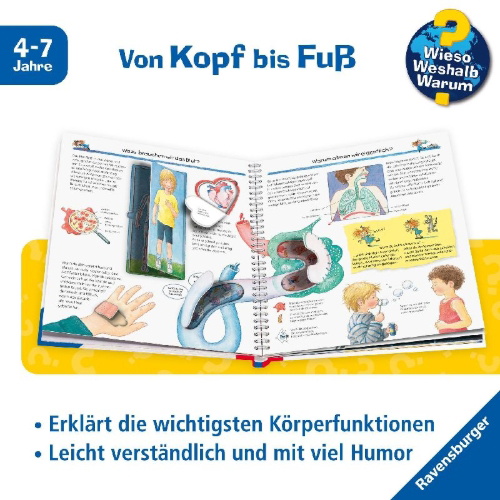 Buchcover und Innenansicht für das Buch: Wieso? Weshalb? Warum?, Band 1: Wir entdecken unseren Körper