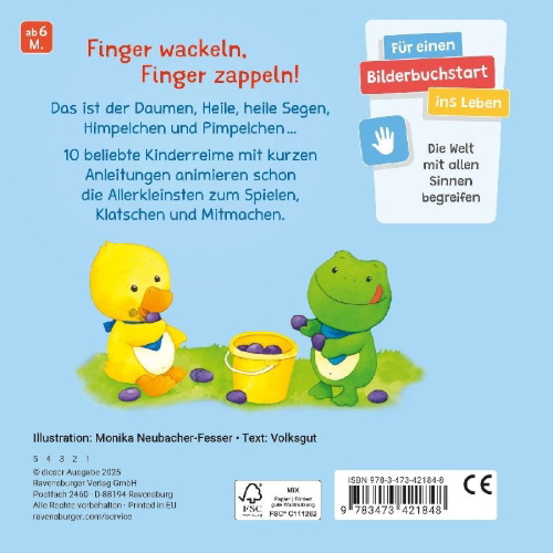 Buchcover und Innenansicht für das Buch: Fingerspiele für Klitzekleine