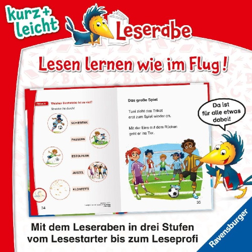Buchcover und Innenansicht für das Buch: Leserabe 1. Lesestufe Kurz und leicht - Tonis magisches Fußball-Trikot