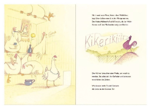 Buchcover und Innenansicht für das Buch: Trudel Gedudel purzelt vom Zaun