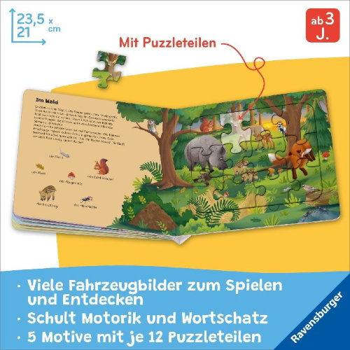 Buchcover und Innenansicht für das Buch: Ravensburger® Puzzle-Buch: Tiere der Welt