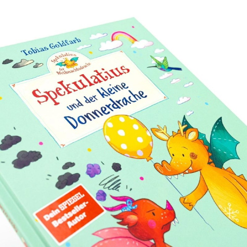 Buchcover und Innenansicht für das Buch: Spekulatius der Weihnachtsdrache. Spekulatius und der kleine Donnerdrache
