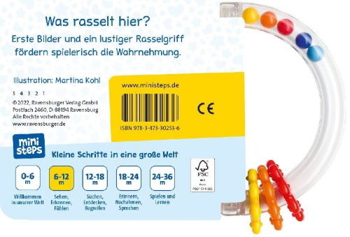 Buchcover und Innenansicht für das Buch: ministeps: Mein erstes Rasselbuch