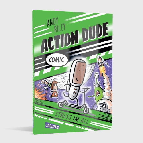 Buchcover und Innenansicht für das Buch: Action Dude 2: Stress im All