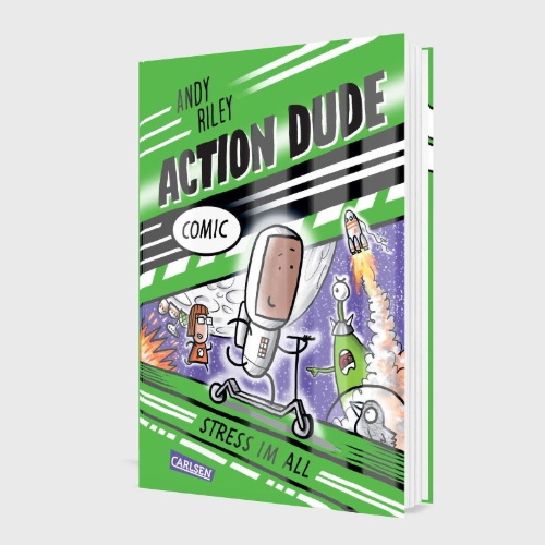 Buchcover und Innenansicht für das Buch: Action Dude 2: Stress im All