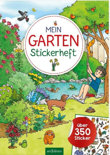 Buchcover und Innenansicht für das Buch: Mein Garten-Stickerheft