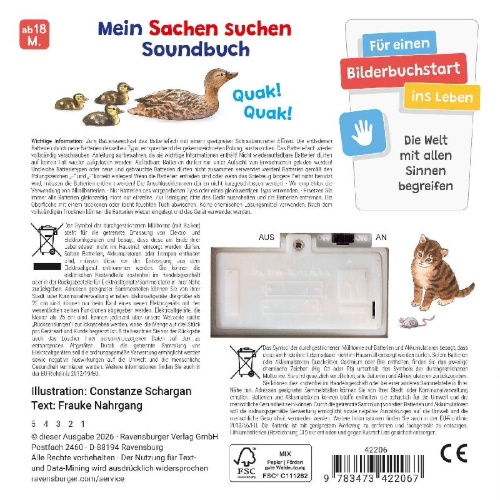 Buchcover und Innenansicht für das Buch: Hör mal hin - Sachen suchen, Sachen hören: Tierkinder