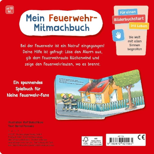 Buchcover und Innenansicht für das Buch: Tatütata! Fahr mit! Mein Feuerwehr-Mitmachbuch