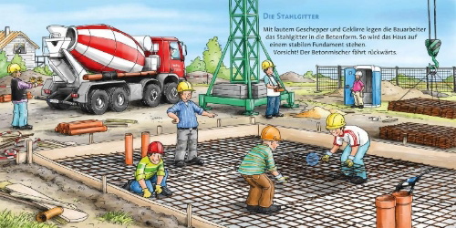 Buchcover und Innenansicht für das Buch: Hör mal (Soundbuch): Auf der Baustelle