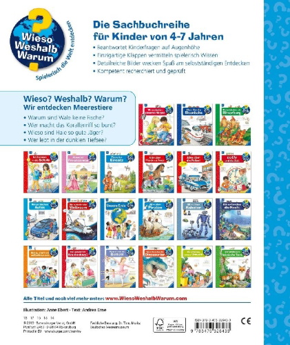 Buchcover und Innenansicht für das Buch: Wieso? Weshalb? Warum?, Band 27: Wir entdecken Meerestiere
