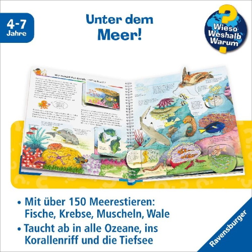 Buchcover und Innenansicht für das Buch: Wieso? Weshalb? Warum?, Band 27: Wir entdecken Meerestiere