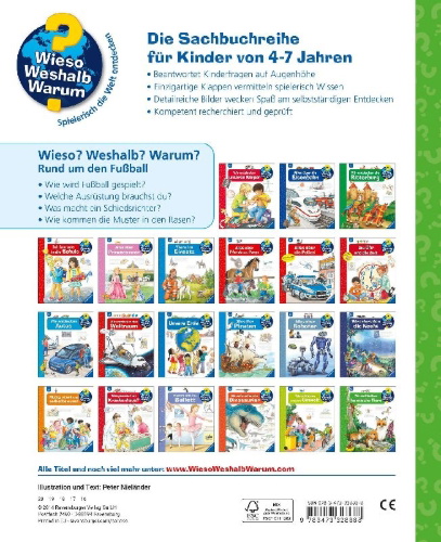 Buchcover und Innenansicht für das Buch: Wieso? Weshalb? Warum?, Band 35: Rund um den Fußball