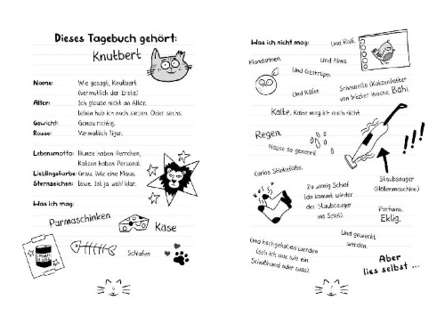 Buchcover und Innenansicht für das Buch: Cats Tagebuch - Lass die Ratte aus dem Sack!