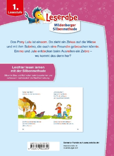 Buchcover und Innenansicht für das Buch: Ponygeschichten - Silbe für Silbe lesen lernen - Leserabe ab 1. Klasse - Erstlesebuch für Kinder ab 6 Jahren