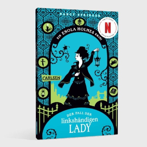 Buchcover und Innenansicht für das Buch: Enola Holmes: Der Fall der linkshändigen Lady