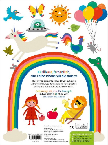 Buchcover und Innenansicht für das Buch: Blaubeerblau und Hummelgelb Mein knallig buntes Farbenbuch