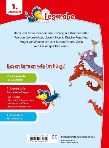Buchcover und Innenansicht für das Buch: Die Drachenreiter-Schule - Leserabe ab 1. Klasse - Erstlesebuch für Kinder ab 6 Jahren