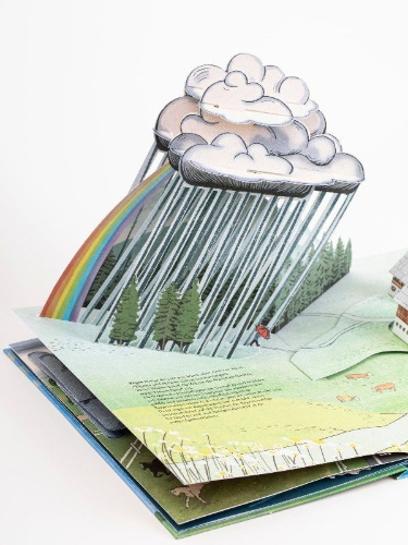 Buchcover und Innenansicht für das Buch: Das Wetter. Pop-up-Buch