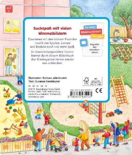 Buchcover und Innenansicht für das Buch: Sachen suchen: Im Kindergarten
