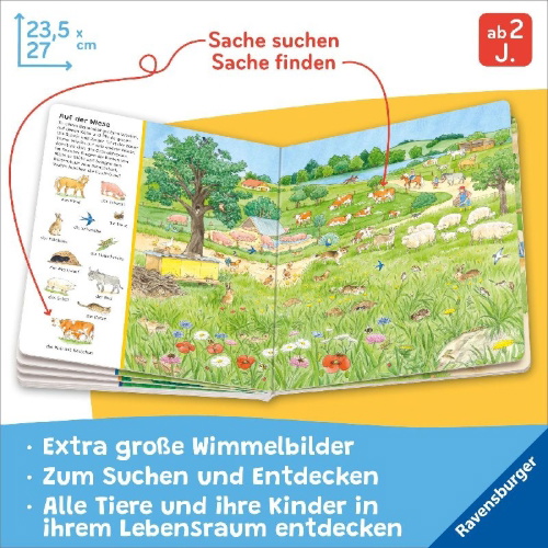 Buchcover und Innenansicht für das Buch: Mein großes Sachen suchen: Alle Tiere der Welt