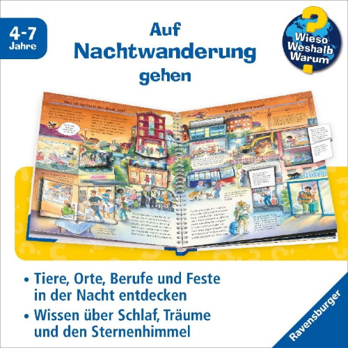 Buchcover und Innenansicht für das Buch: Wieso? Weshalb? Warum?, Band 48: Wir erforschen die Nacht