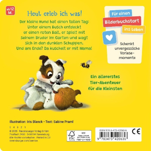 Buchcover und Innenansicht für das Buch: "Hallo, hier bin ich!", ruft der kleine Hund
