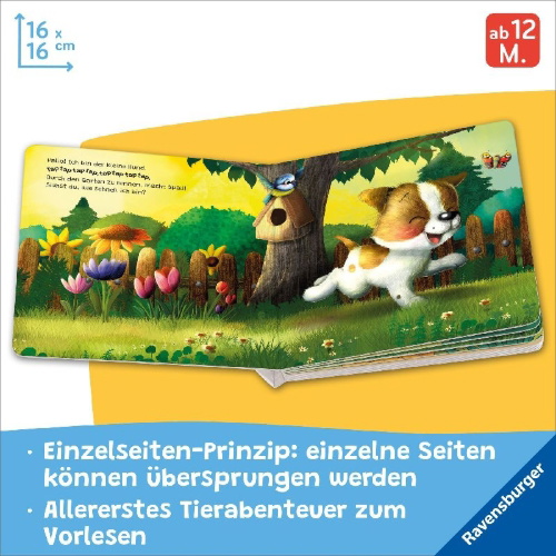 Buchcover und Innenansicht für das Buch: "Hallo, hier bin ich!", ruft der kleine Hund