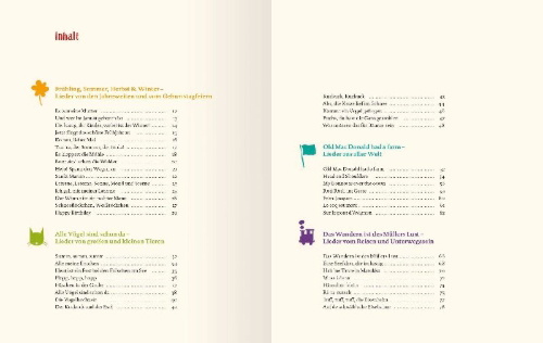 Buchcover und Innenansicht für das Buch: Das große Ravensburger Liederbuch