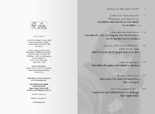 Buchcover und Innenansicht für das Buch: Das kurze Leben der Sophie Scholl