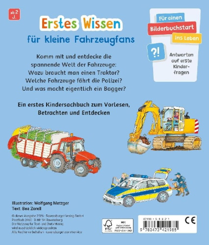 Buchcover und Innenansicht für das Buch: Entdecke die vielen Fahrzeuge