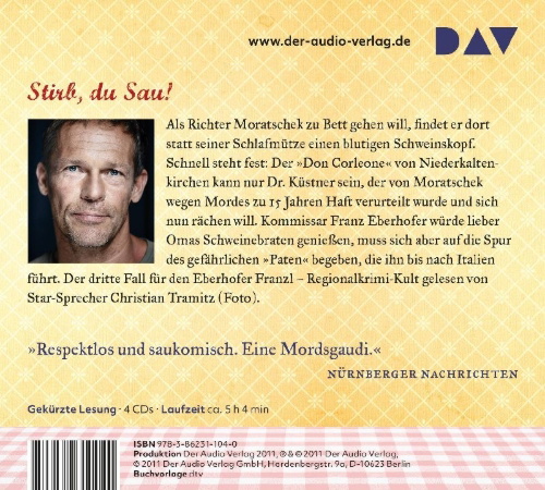 Buchcover und Innenansicht für das Buch: Schweinskopf al dente. Der 3. Fall für den Eberhofer. Ein Provinzkrimi