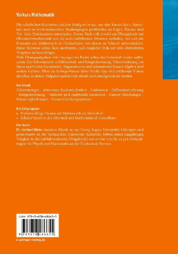 Buchcover und Innenansicht für das Buch: Vorkurs Mathematik